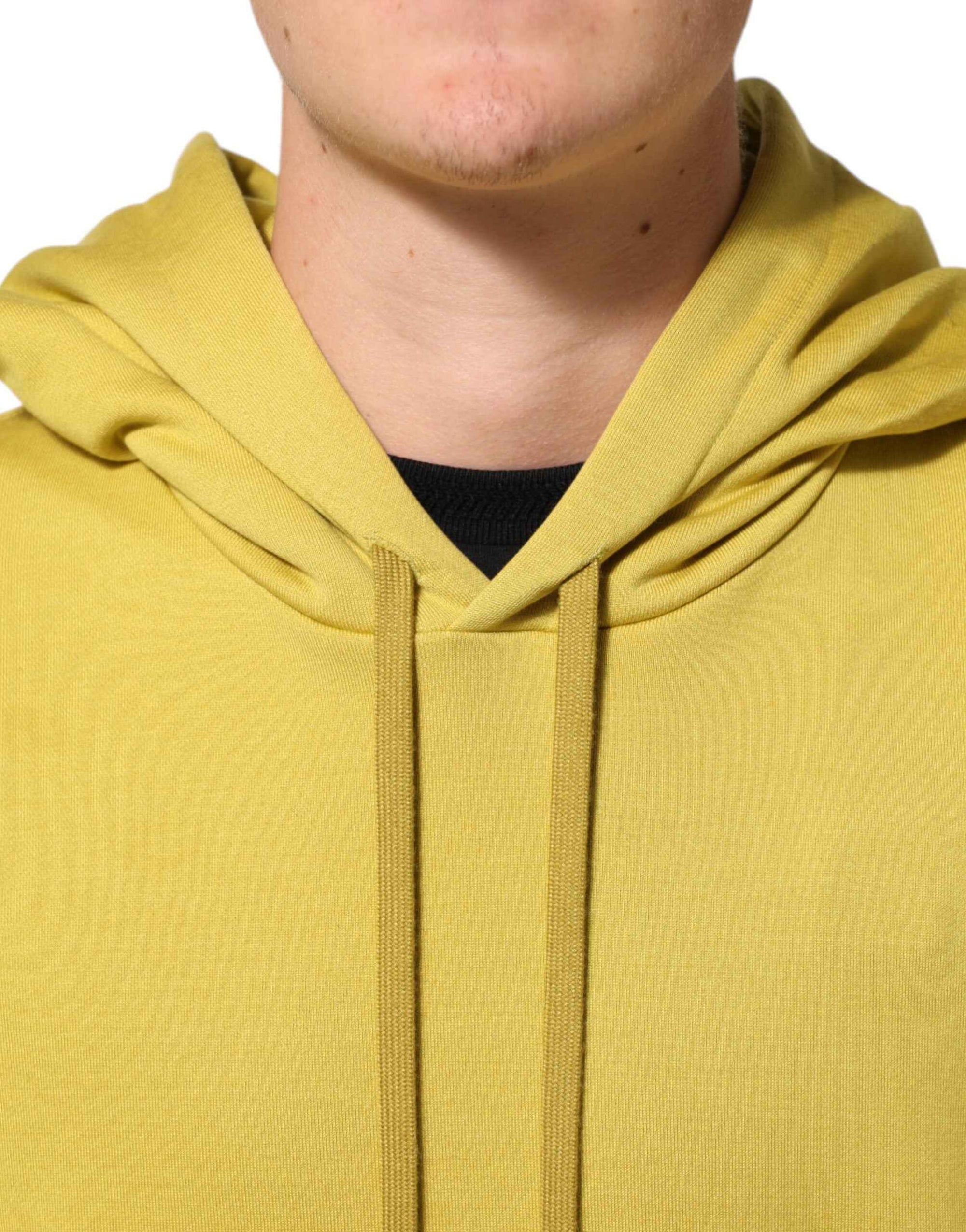 Dolce & Gabbana Yellow Logo Cotton Hooded Sweatshirt Sweater