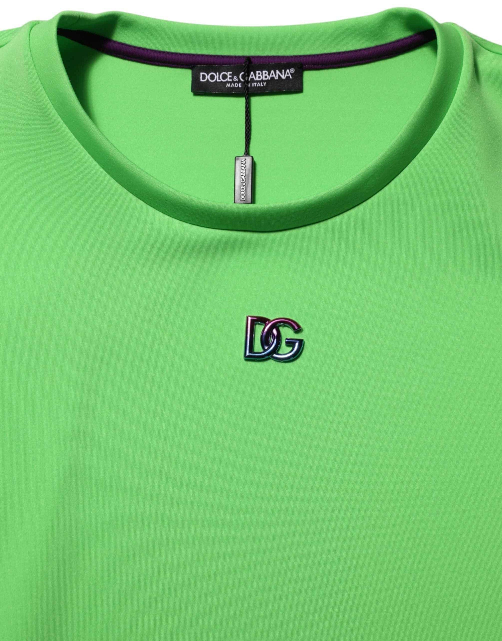 Dolce & Gabbana Green Logo Crew Neck Short Sleeves T-shirt