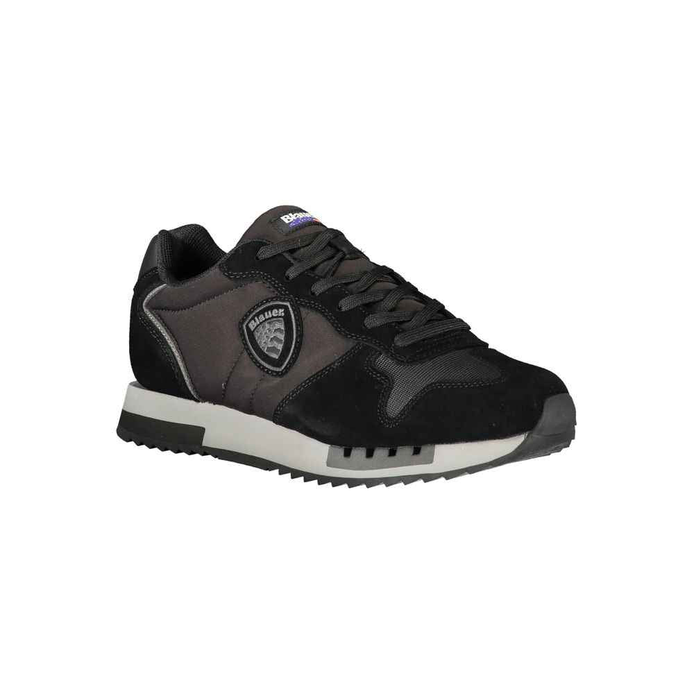 Blauer Black Leather Men Sneaker