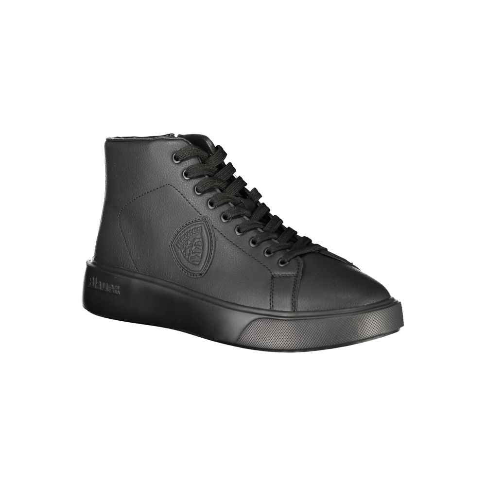 Blauer Black Leather Men Sneaker