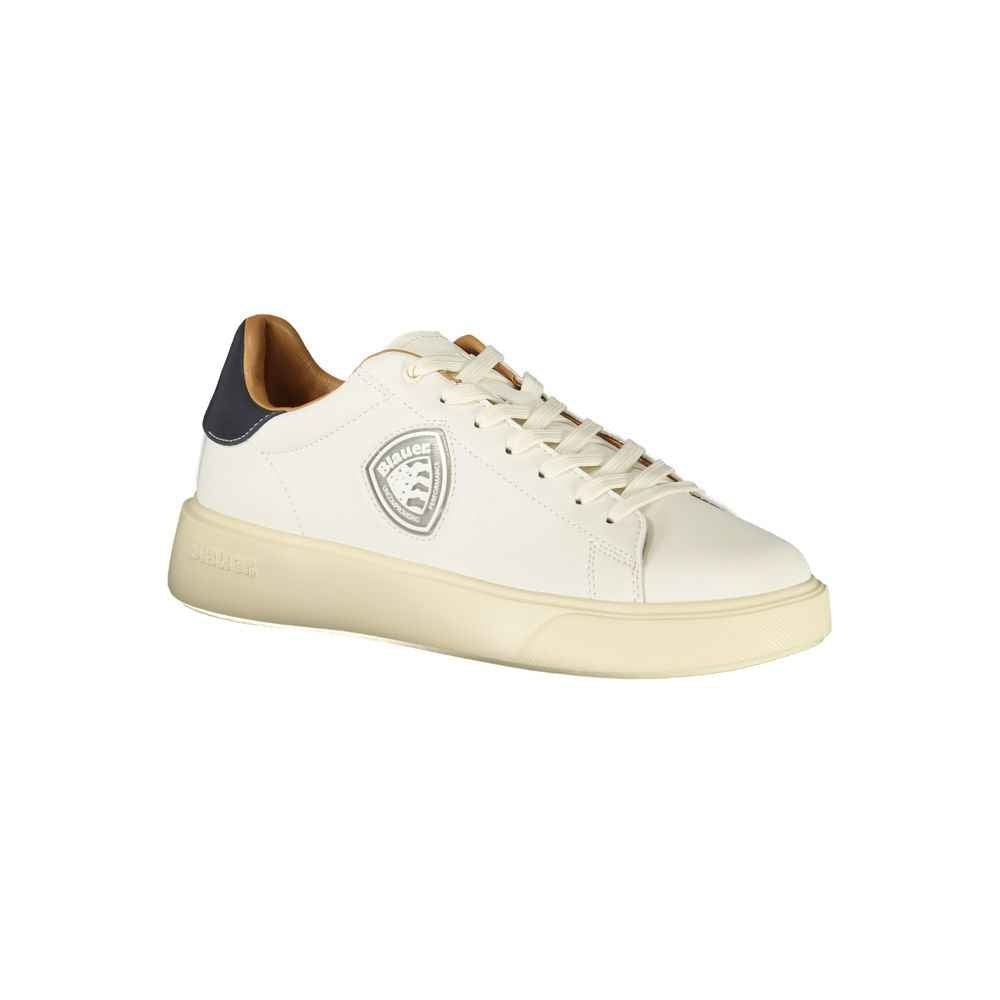 Blauer White Leather Men Sneaker