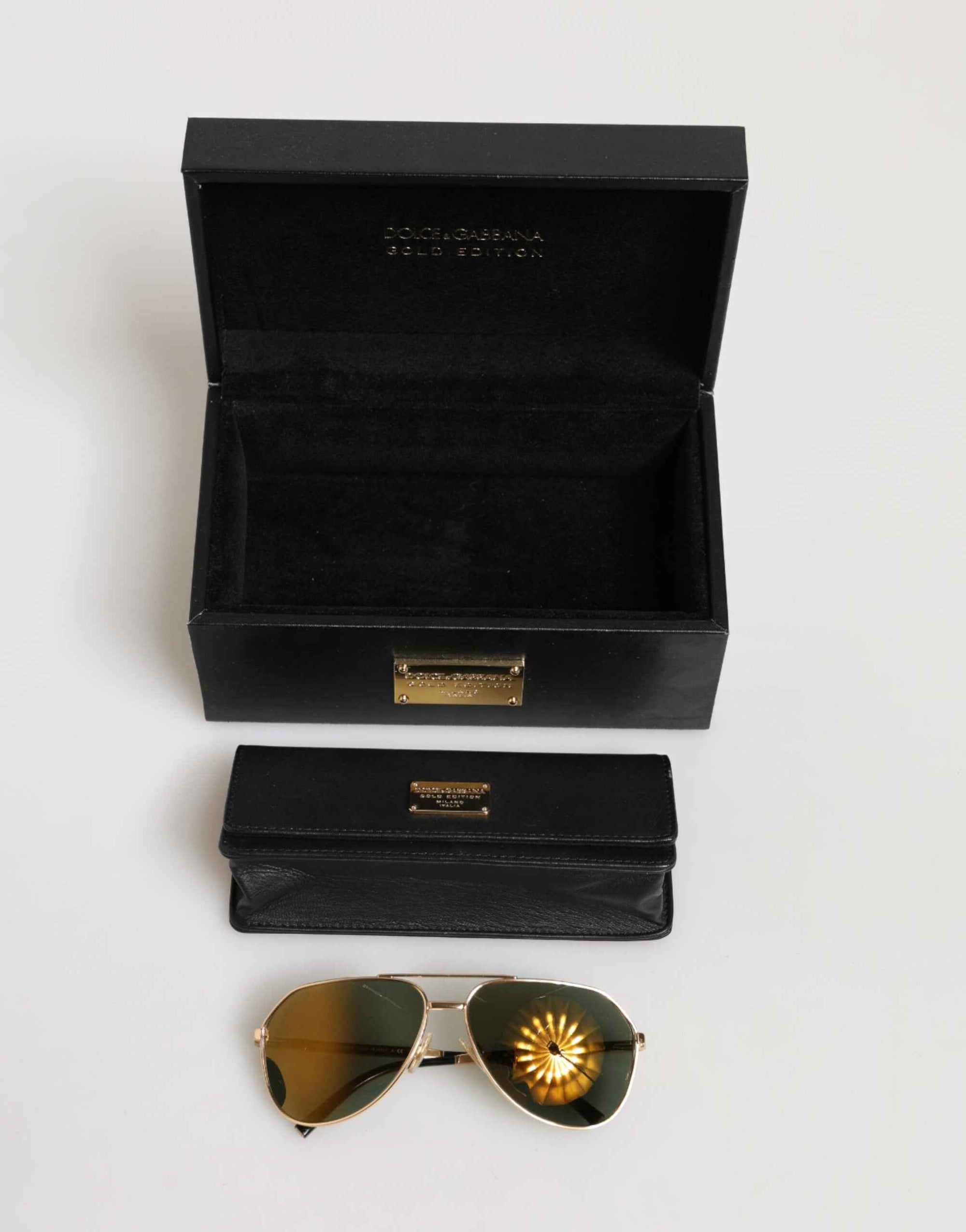 Dolce & Gabbana Gold Edition Aviator Shades Eyewear Sunglasses