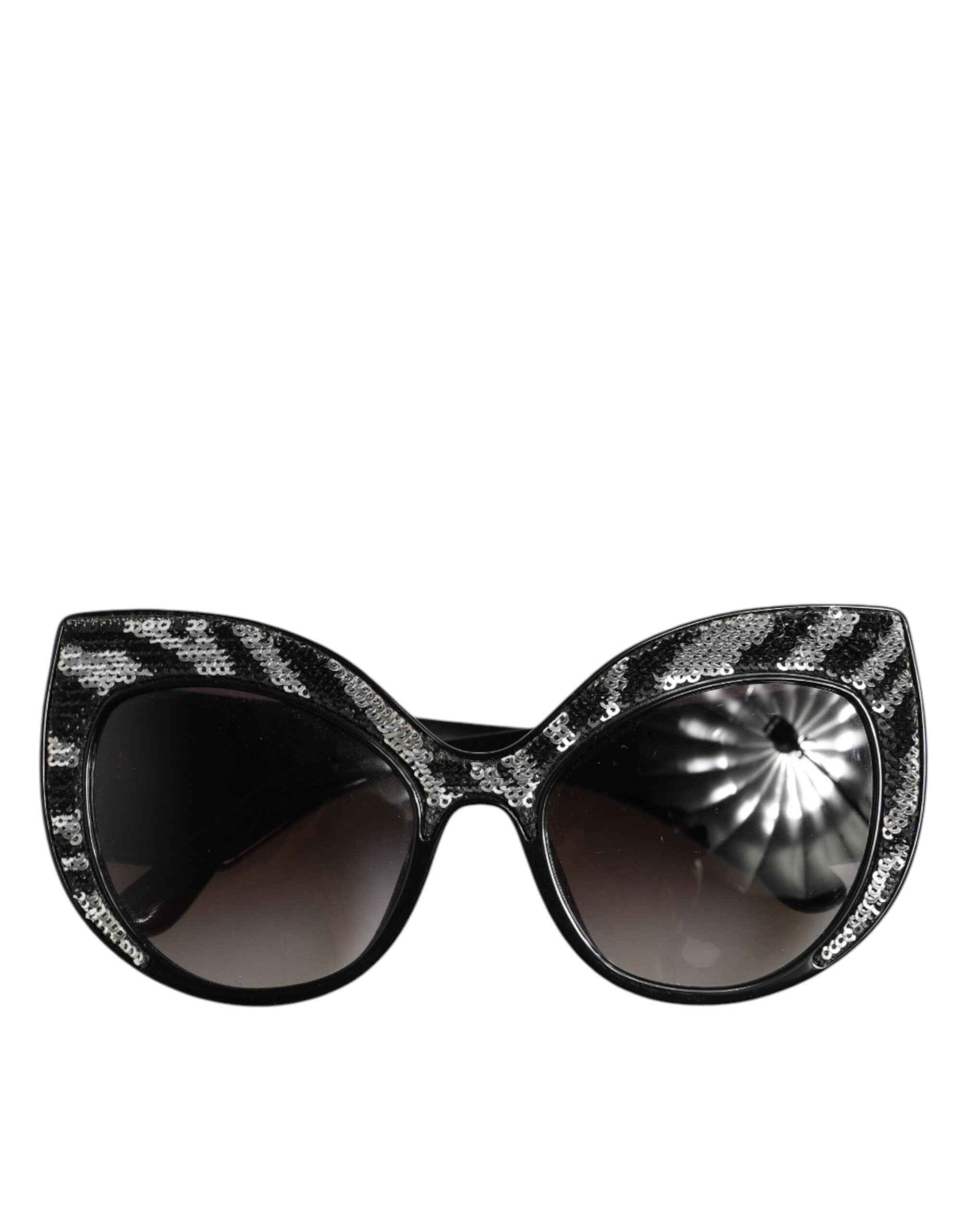 Dolce & Gabbana Black Silver Sequin Butterfly Polarized Sunglasses