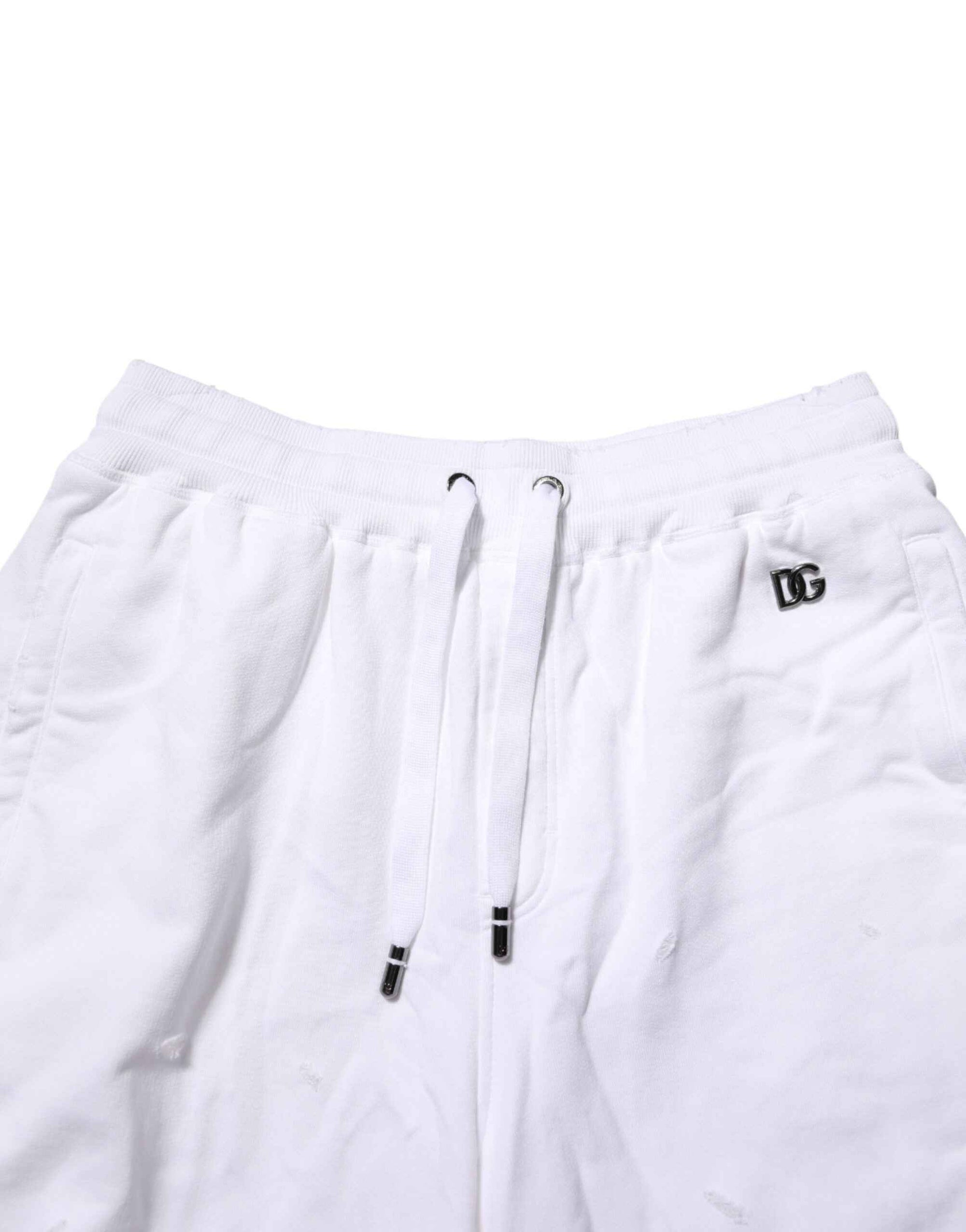 Dolce & Gabbana White Distressed Cotton Men Bermuda Shorts