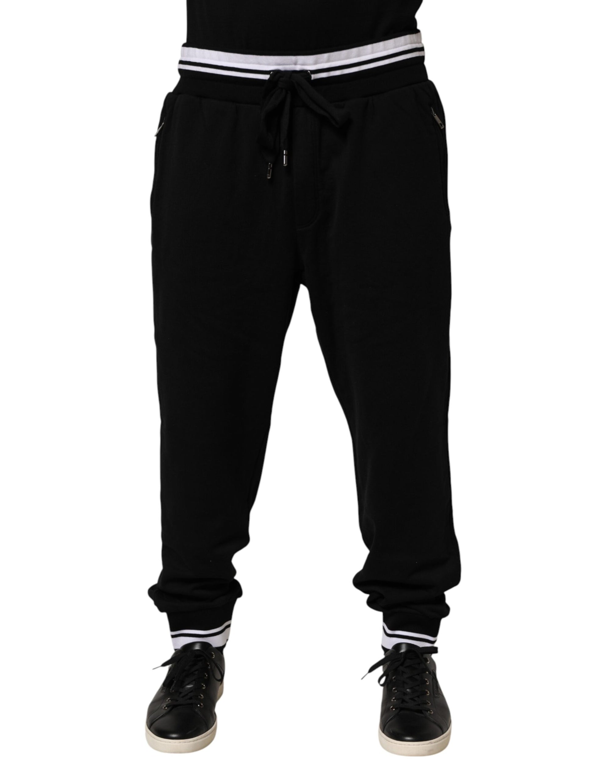 Dolce & Gabbana Black Cotton Sacred-Heart Men Jogger Pants