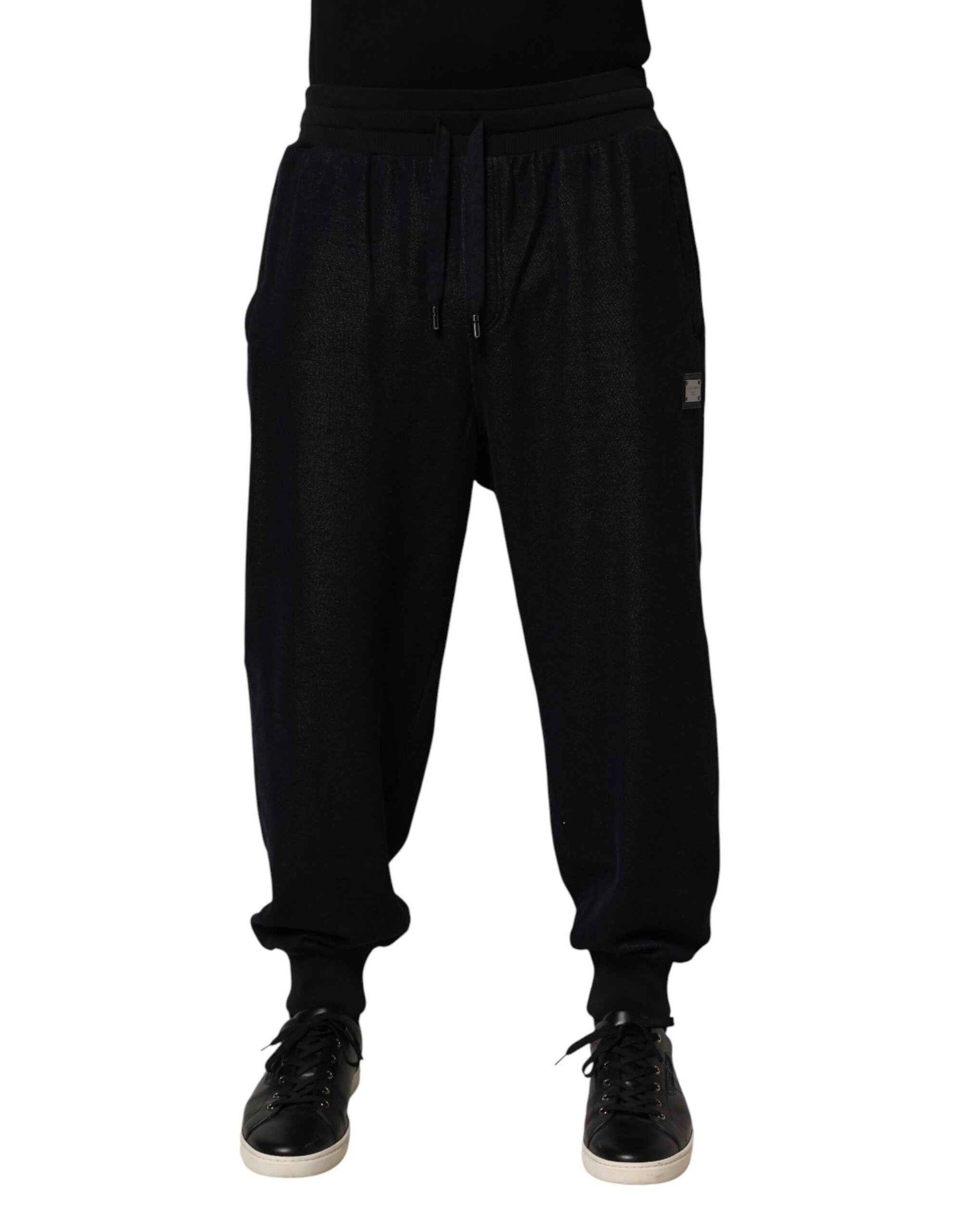 Dolce & Gabbana Black Cotton Blend Drawstring Jogger Jogger Pants