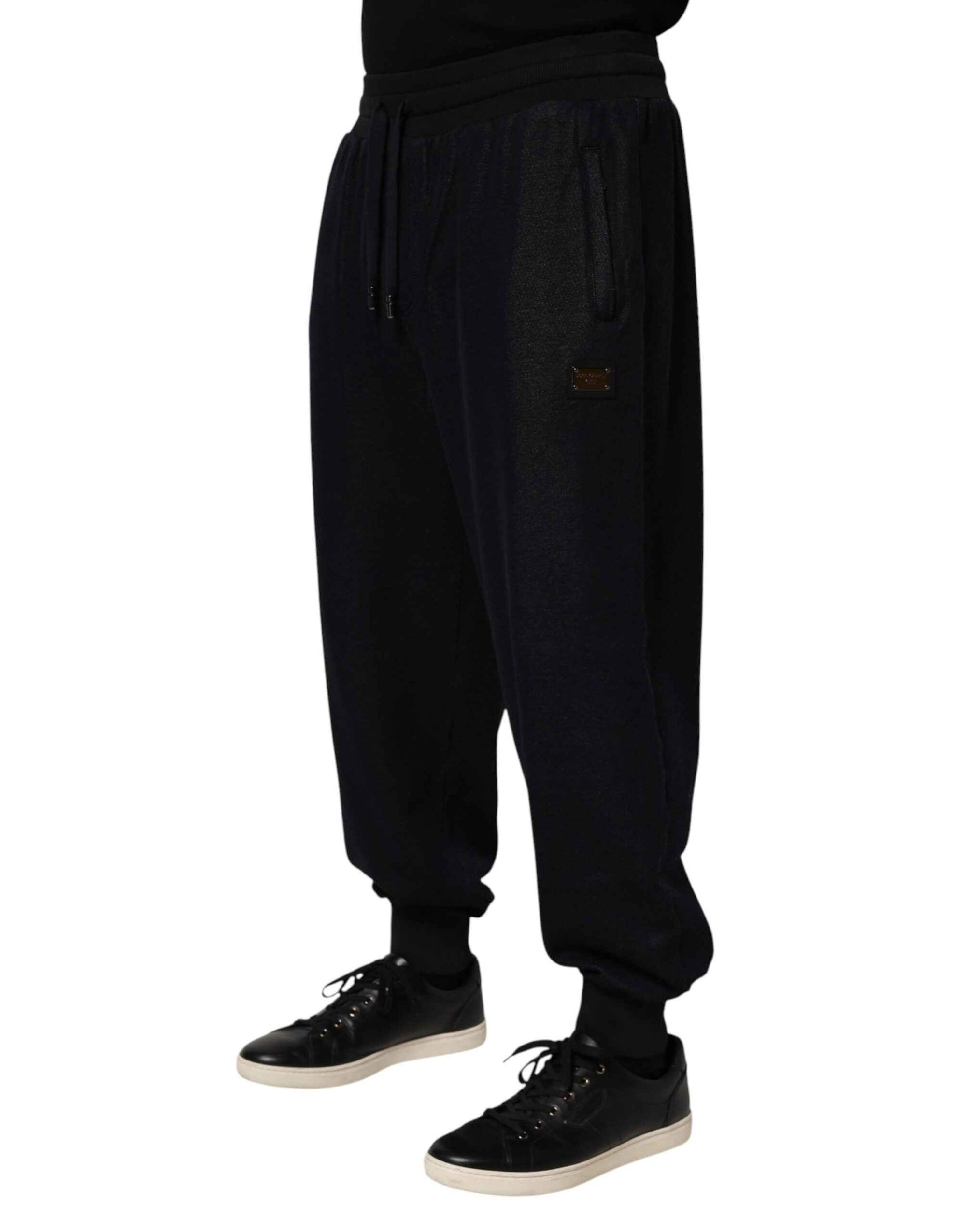 Dolce & Gabbana Black Cotton Blend Drawstring Jogger Jogger Pants