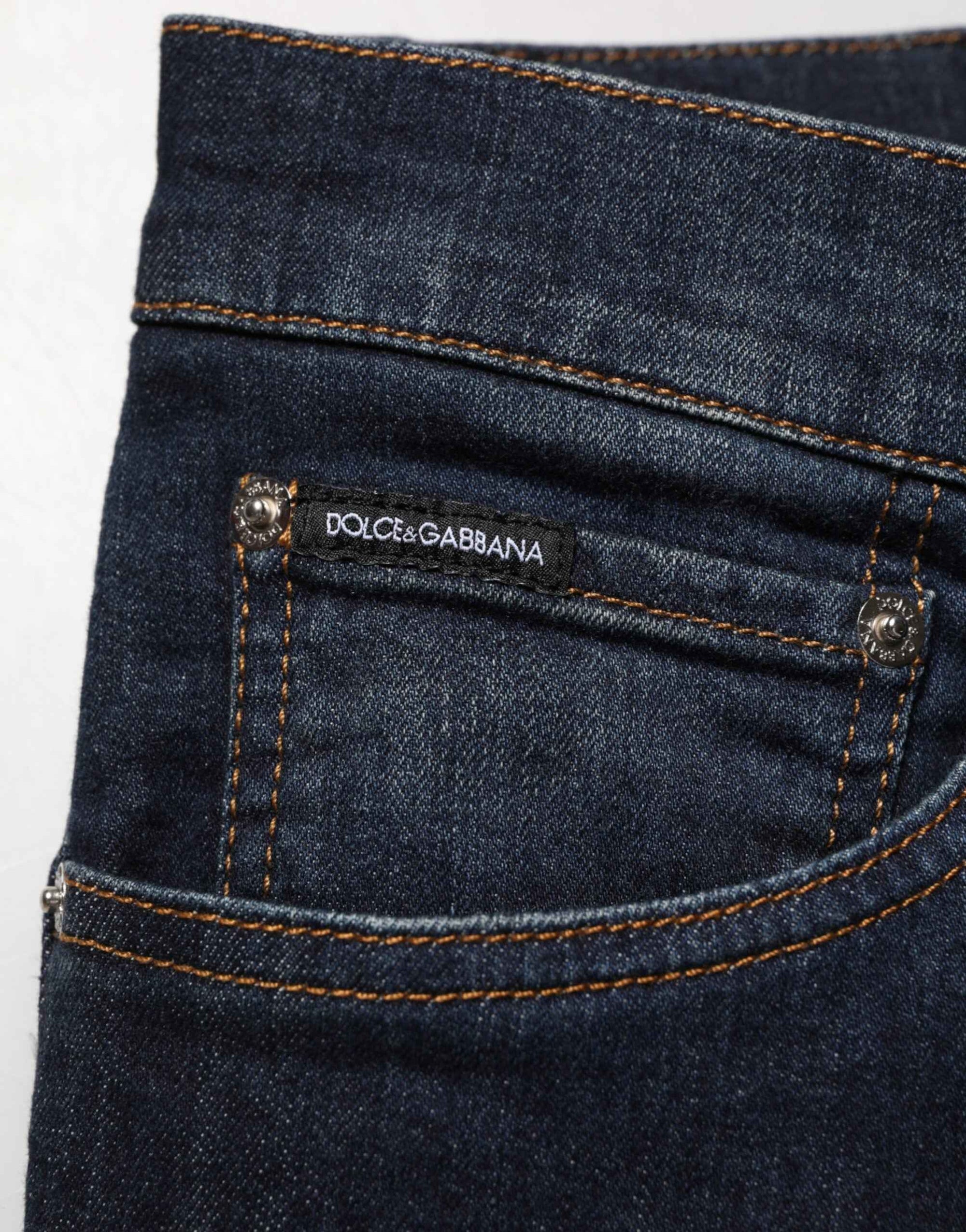 Dolce & Gabbana Dark Blue Cotton Skinny Men Denim Jeans