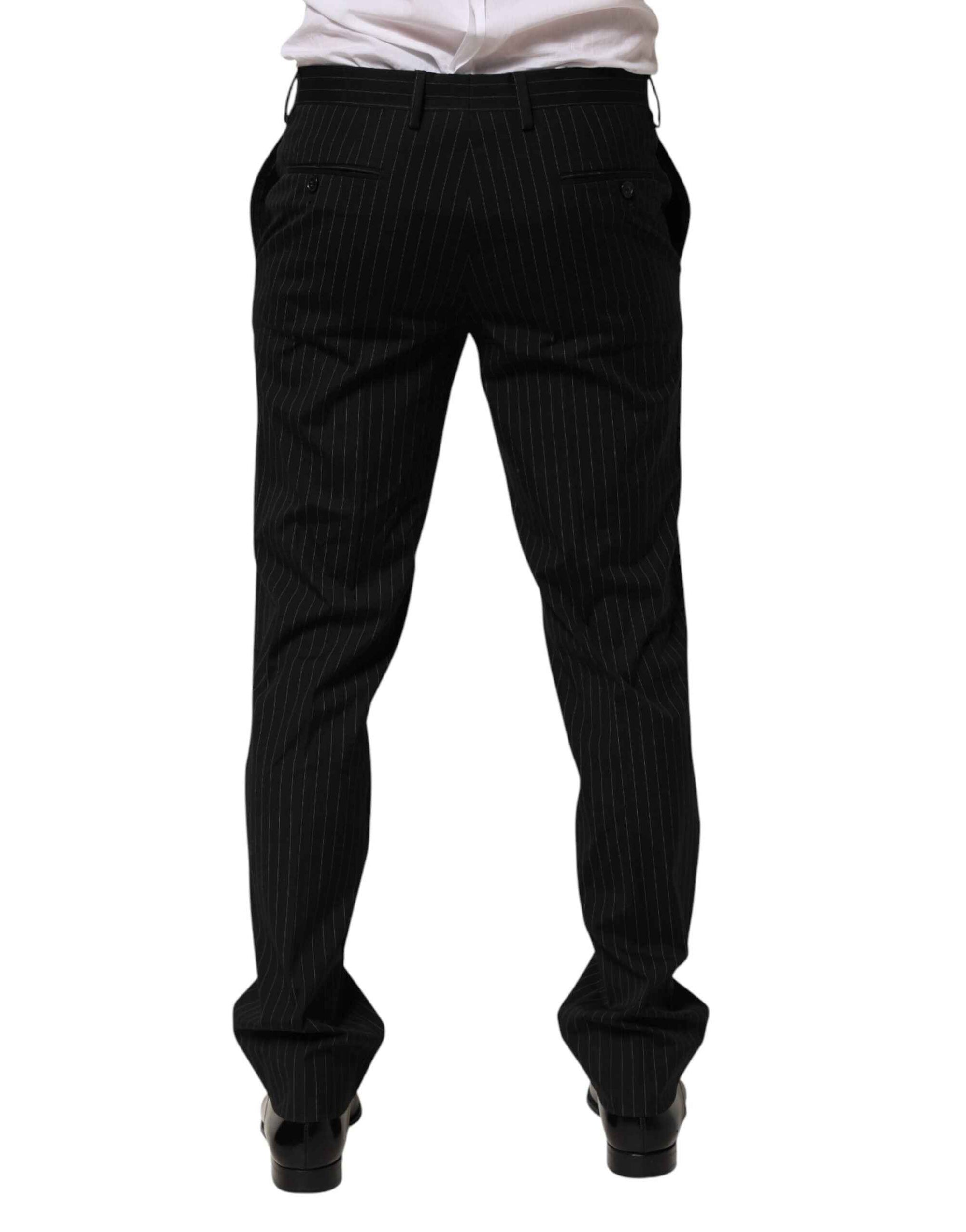 Dolce & Gabbana Black Striped Dress Formal Men Trouser Pants