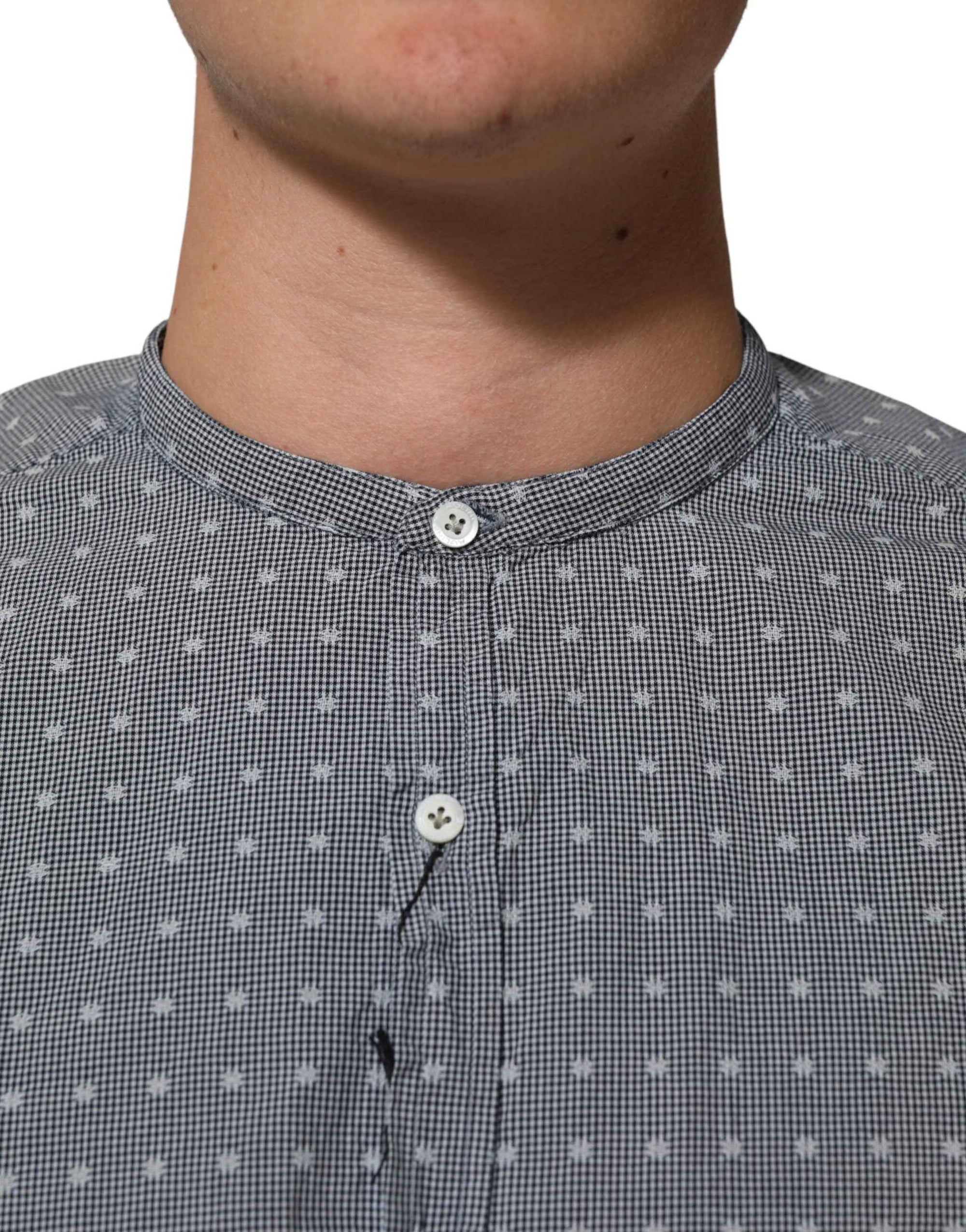 AGLINI Gray Polka Dot Cotton Button Down Long Sleeves Shirt