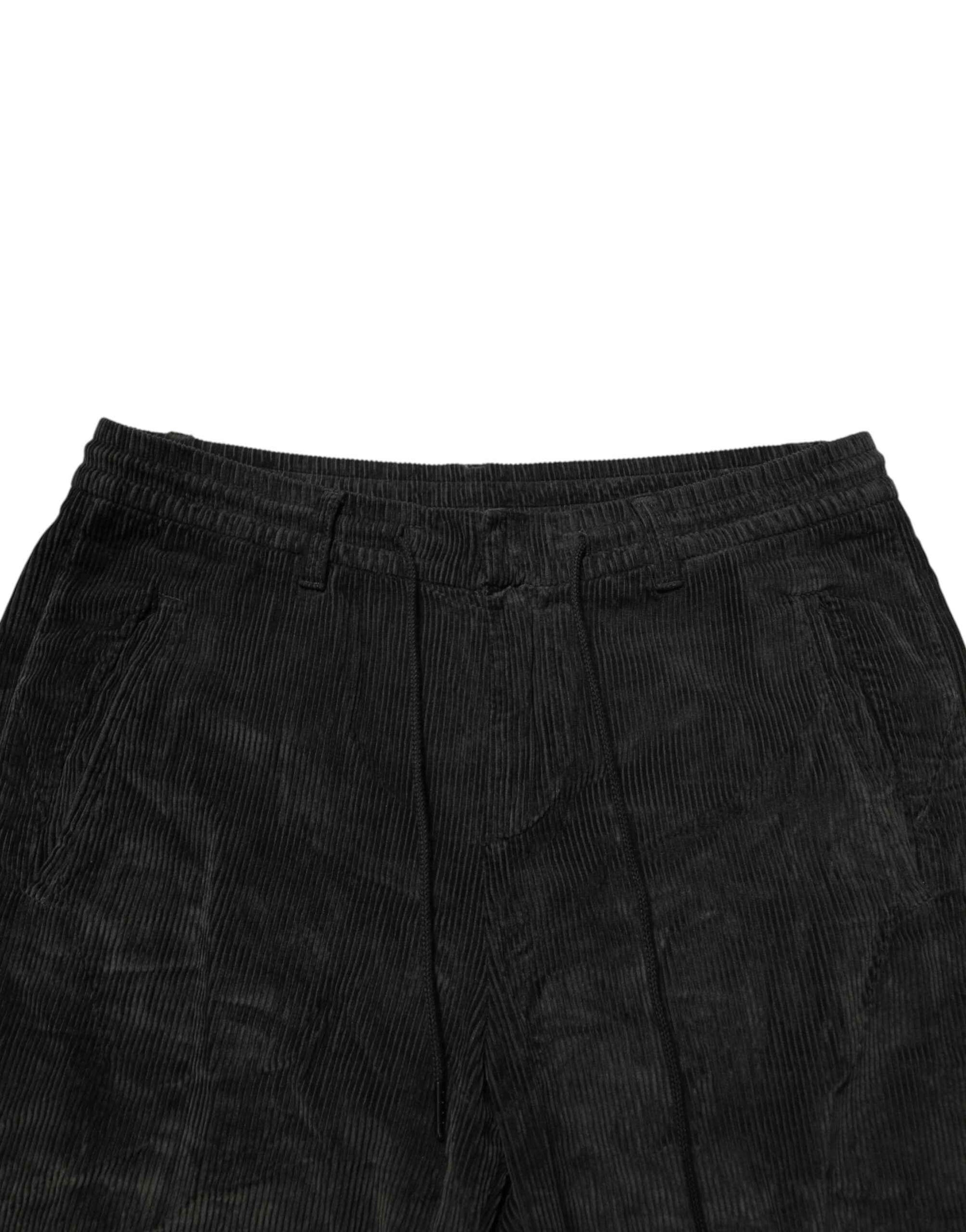 Dondup Black Mid Waist Cropped Corduroy Men Trouser Pants