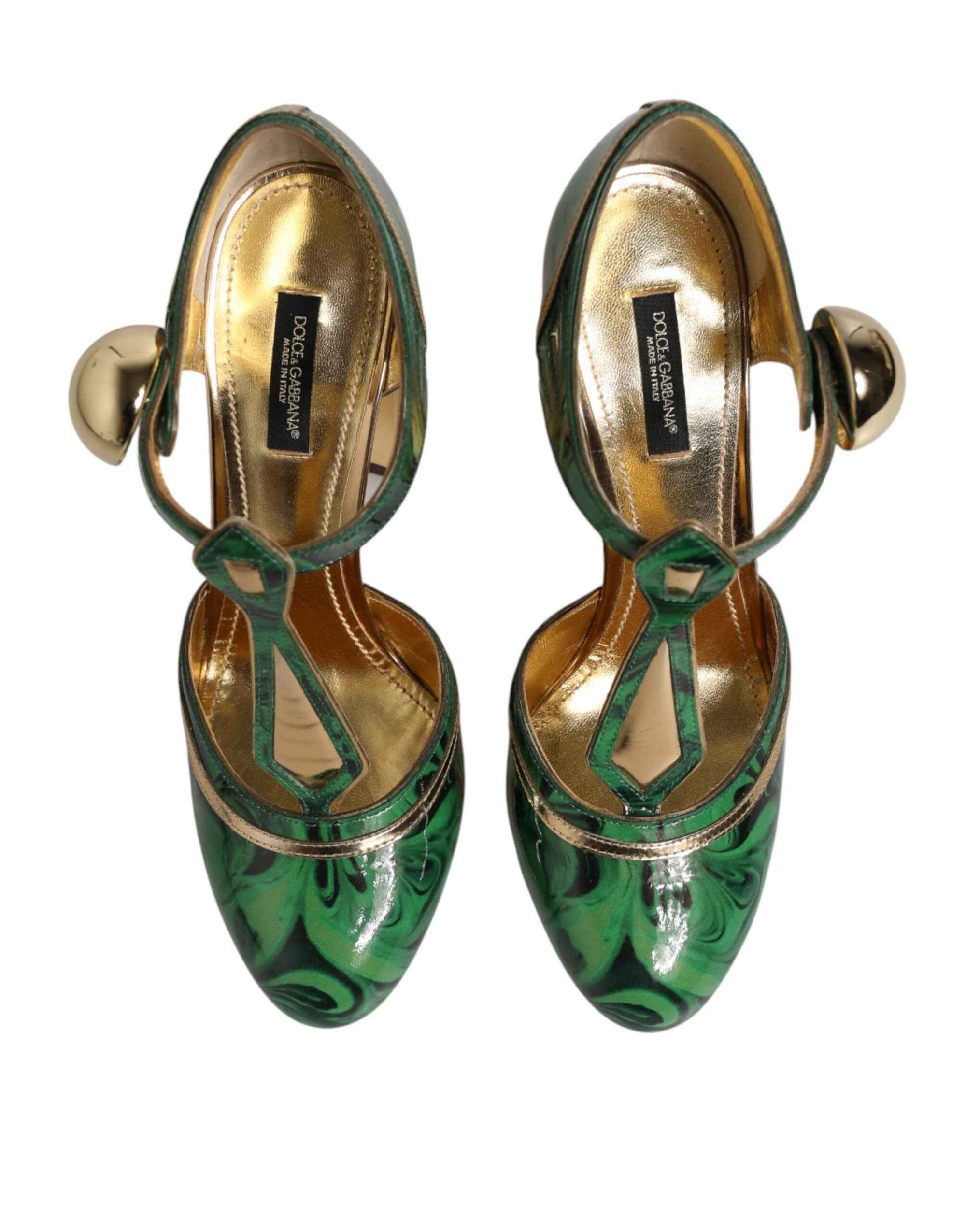 Dolce & Gabbana Green Patent Leather Vally Heels Pumps Shoes
