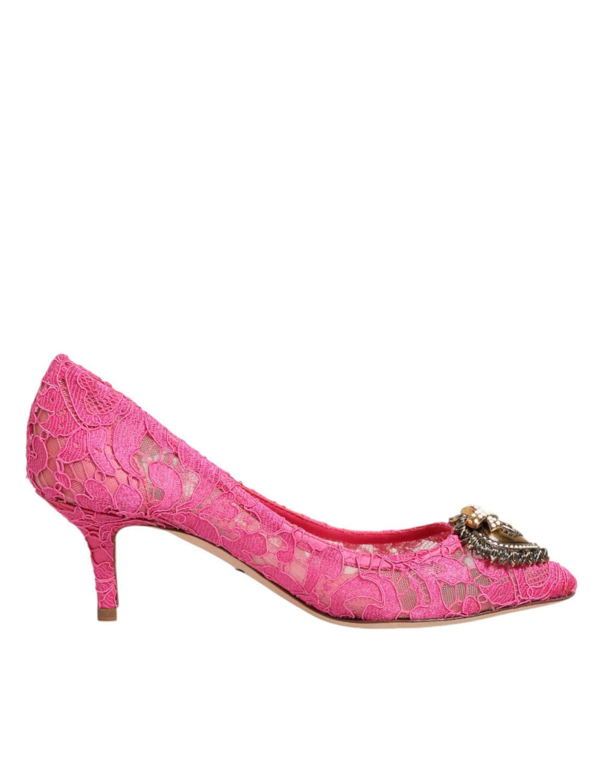 Dolce & Gabbana Pink Taormina Lace DEVOTION Pumps Shoes