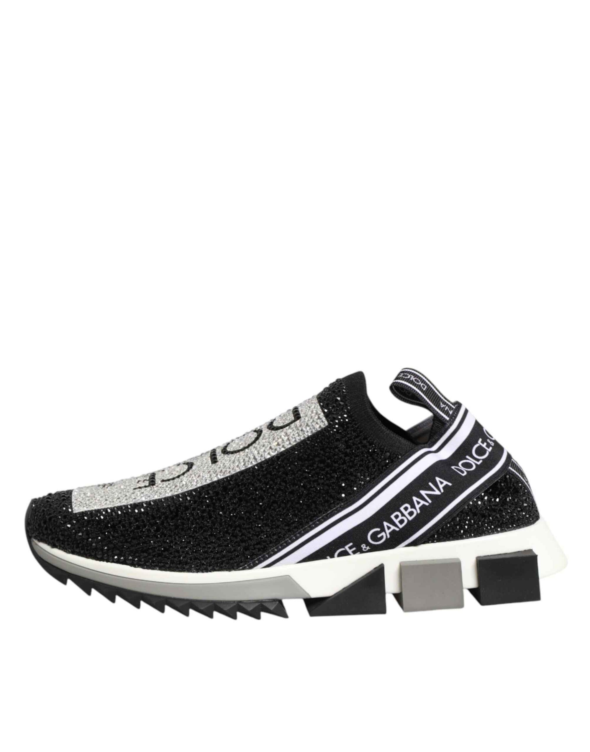 Dolce & Gabbana Black Silver Slip On Sorrento Sneakers Shoes
