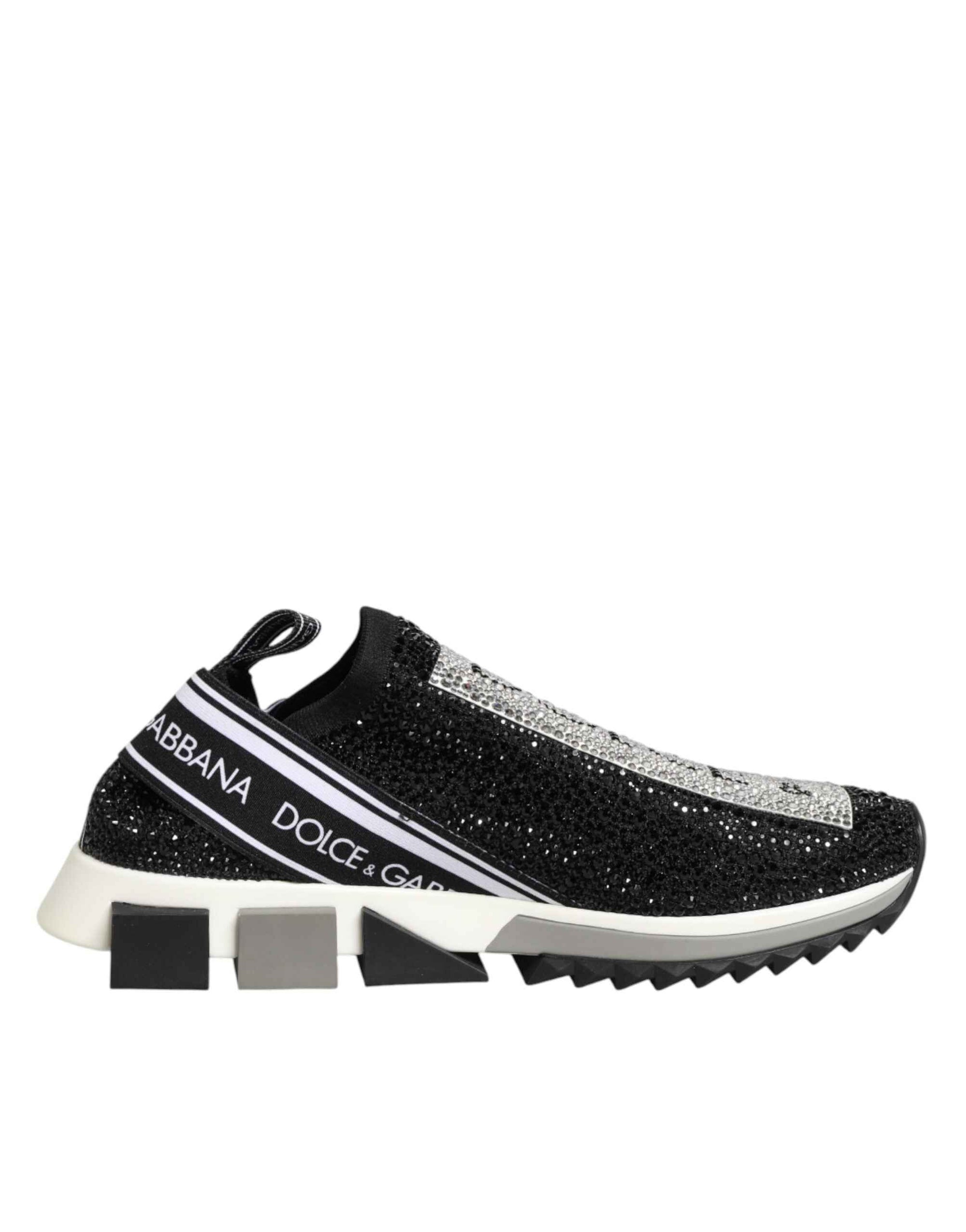 Dolce & Gabbana Black Silver Slip On Sorrento Sneakers Shoes