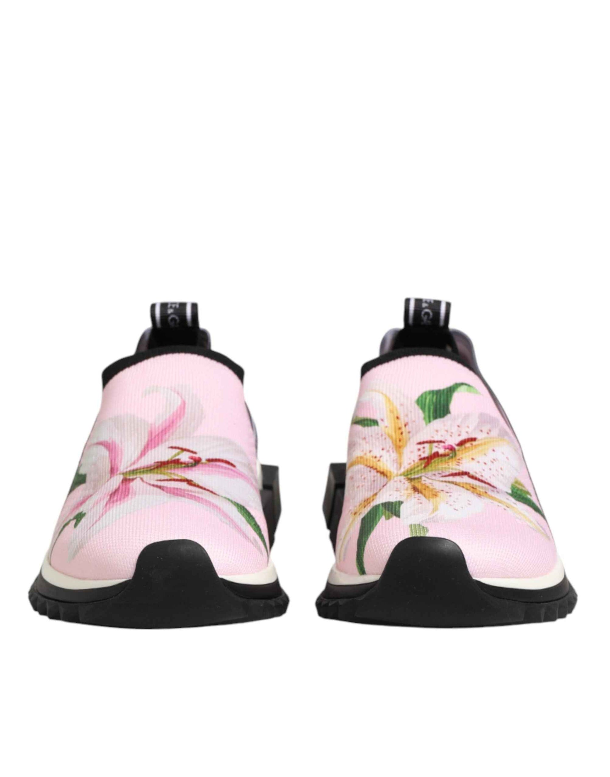 Dolce & Gabbana Pink Floral Sorrento Low Top Sneakers Shoes