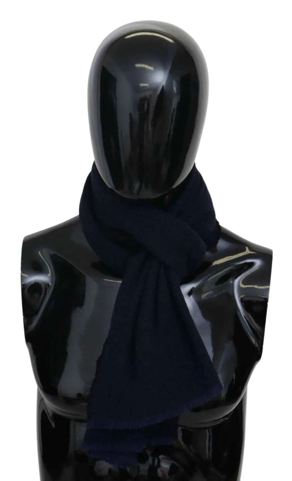 M Missoni Dark Blue Wool Unisex Neck Wrap Fringes Logo Scarf