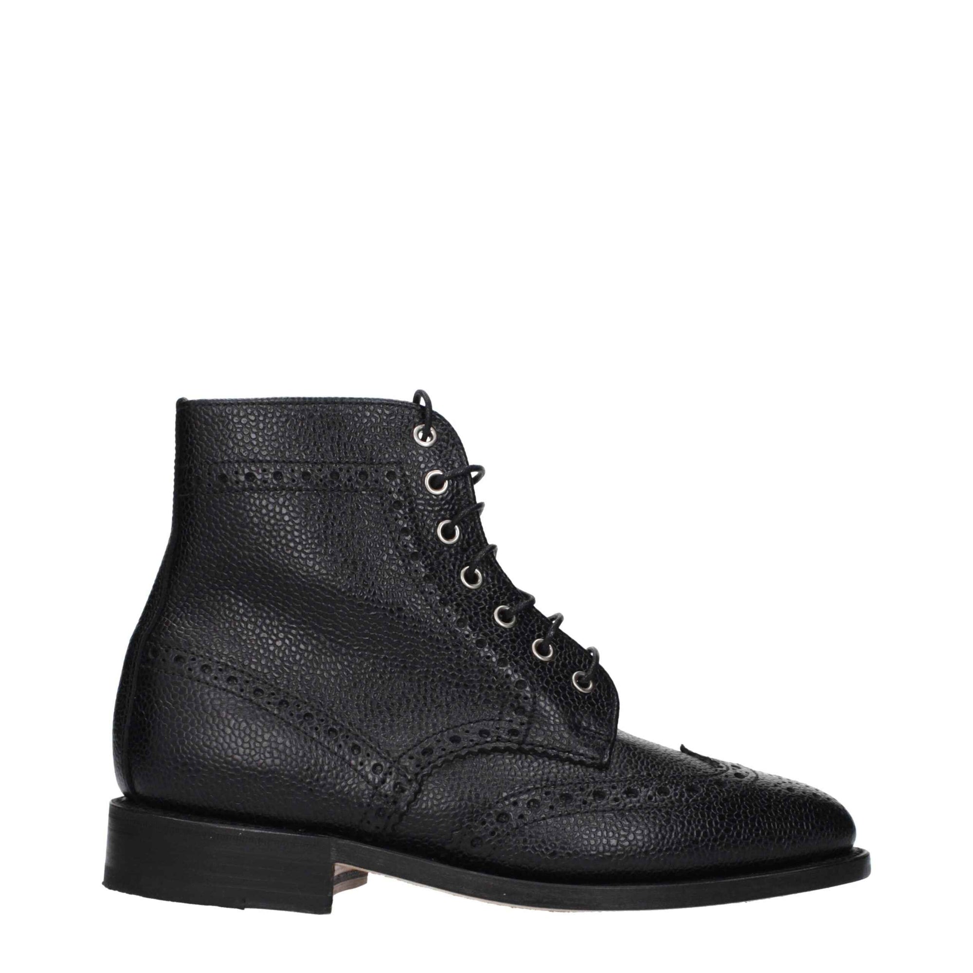 Thom Browne Black Leather Ankle Boots