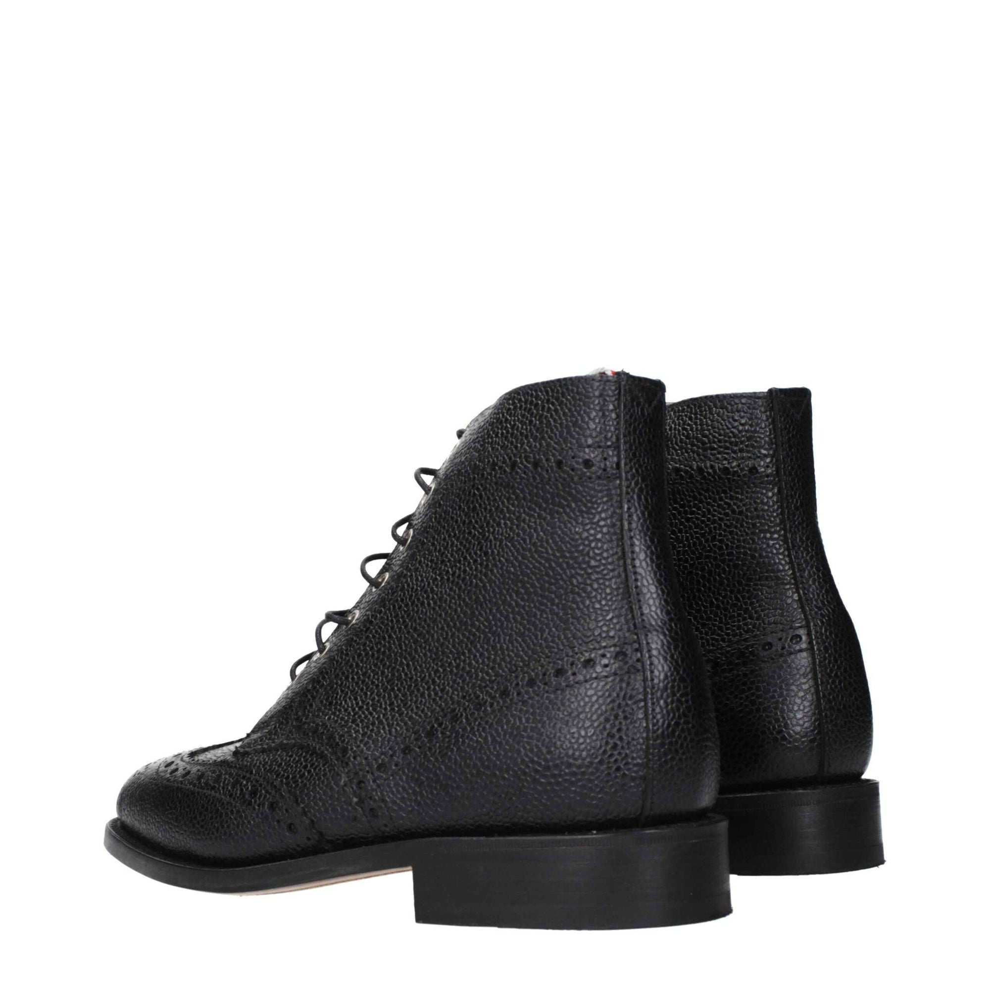 Thom Browne Black Leather Ankle Boots