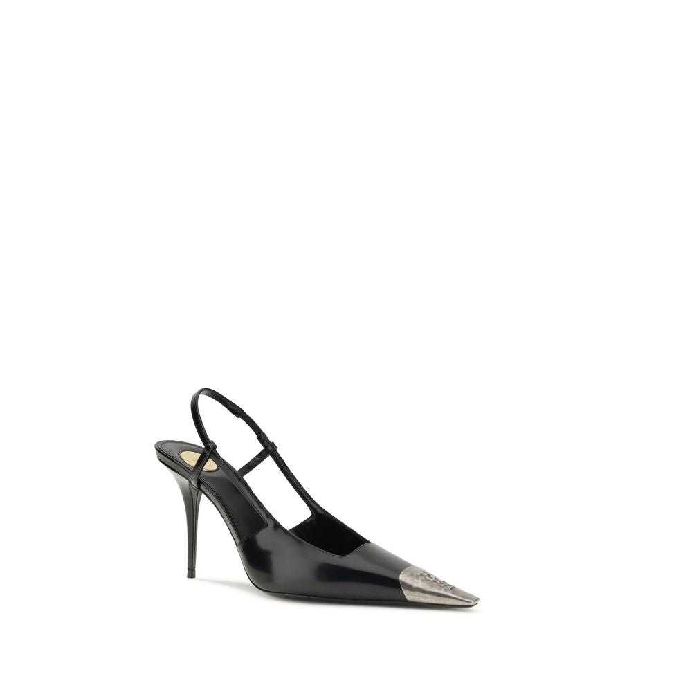 Saint Laurent Black Calf Leather Bos Taurus High Heel Pumps