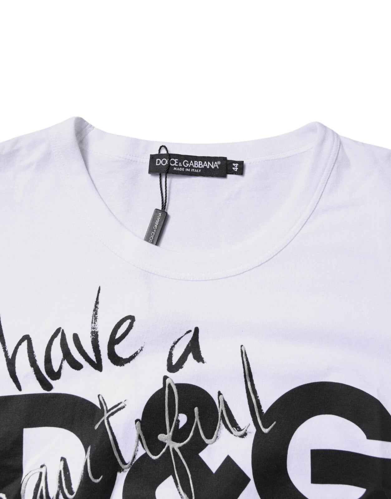 Dolce & Gabbana White Graphic Print Cotton Crew Neck T-shirt