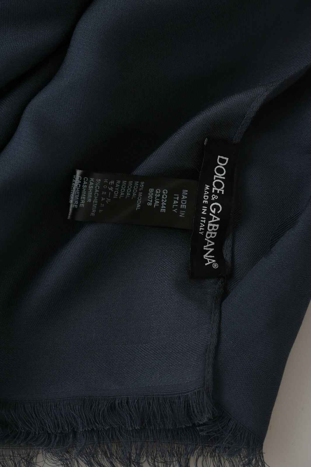 Dolce & Gabbana Modal Navy Blue Neck Wrap Men Shawl Scarf