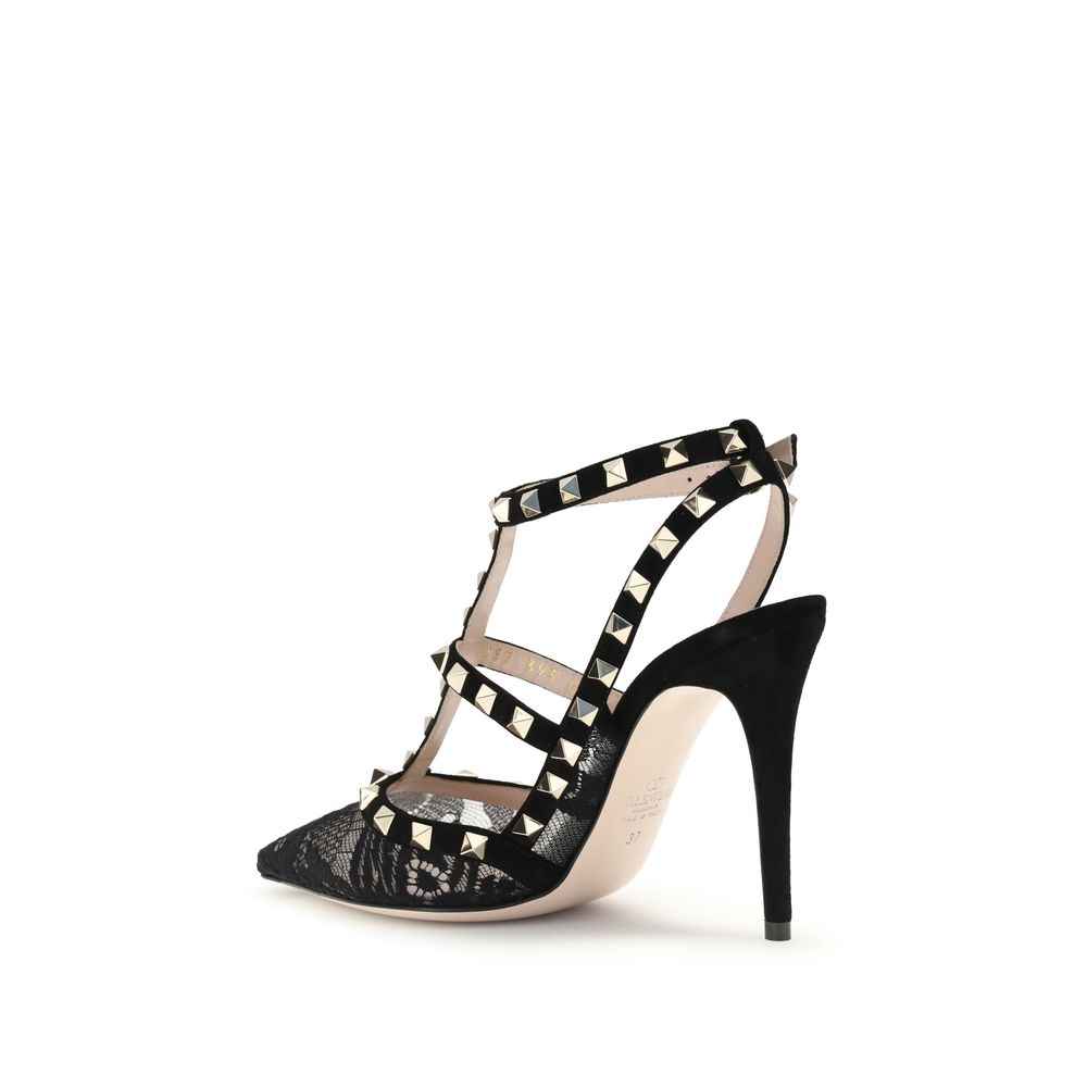 Valentino Garavani Black Fabric High Heel Pumps