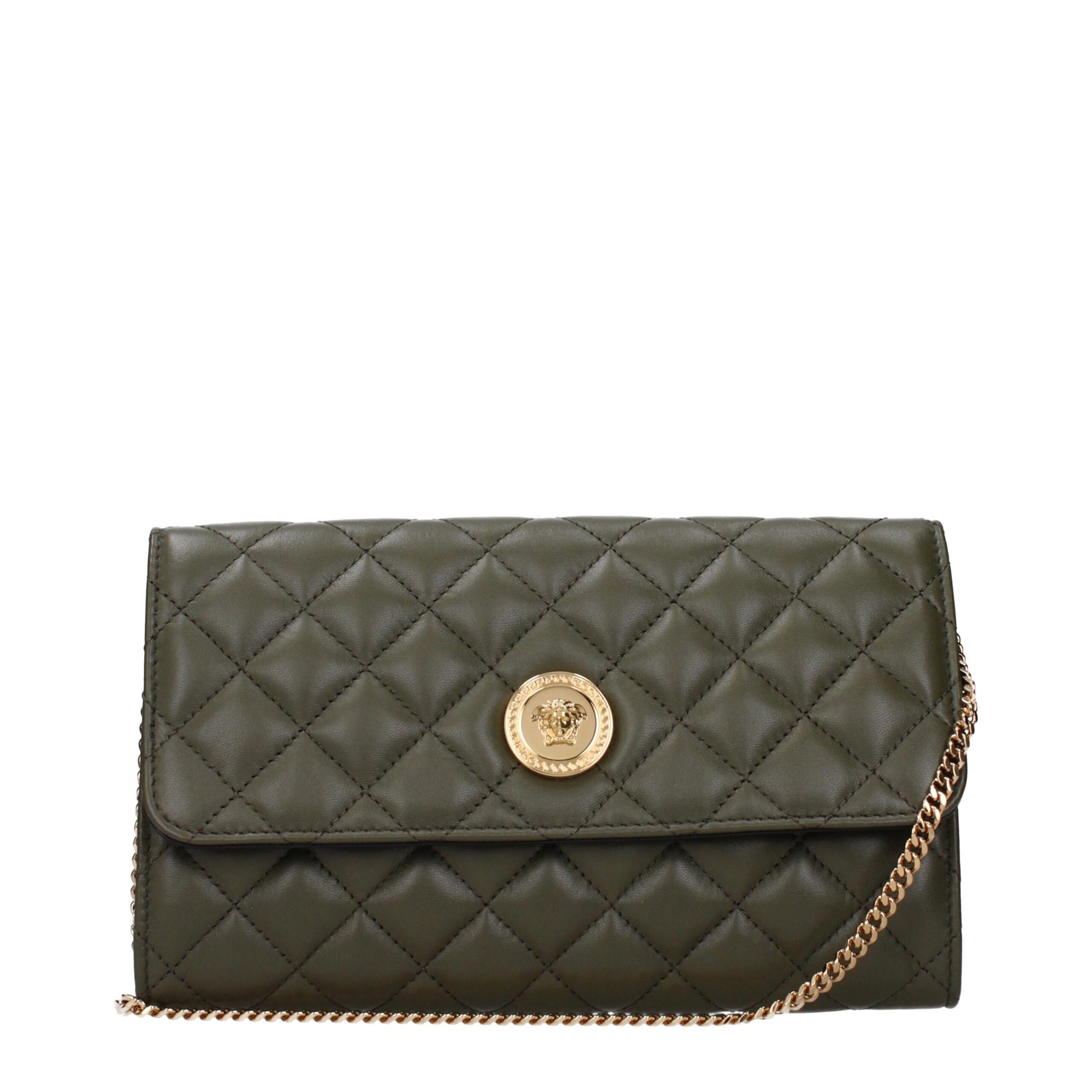 Versace Green Leather Clutch Bag