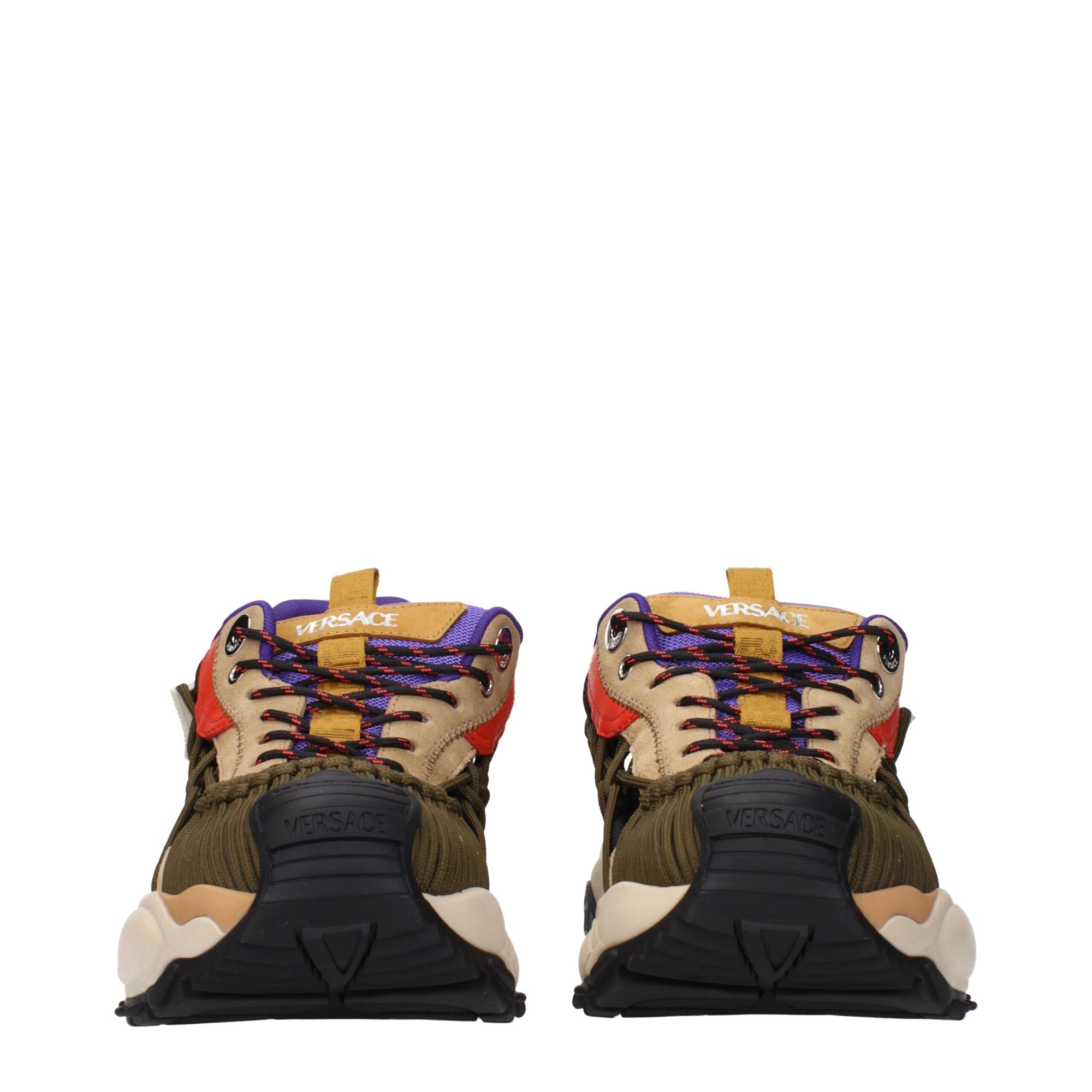 Versace Beige Leather Athletic Sneakers