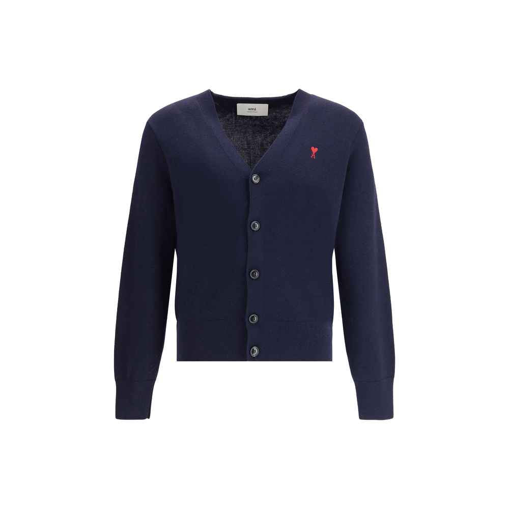 Ami Paris Blue Merino Wool Cardigan