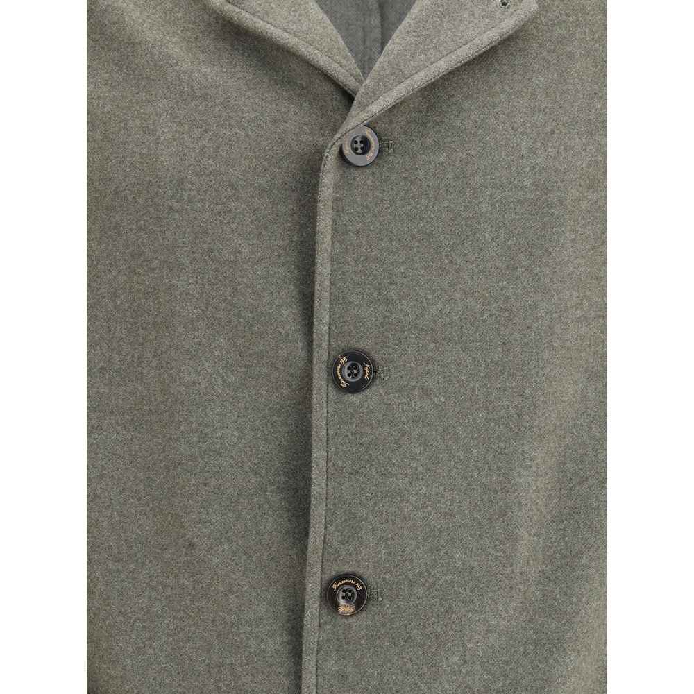 Finamore Green Fleece Wool Coat