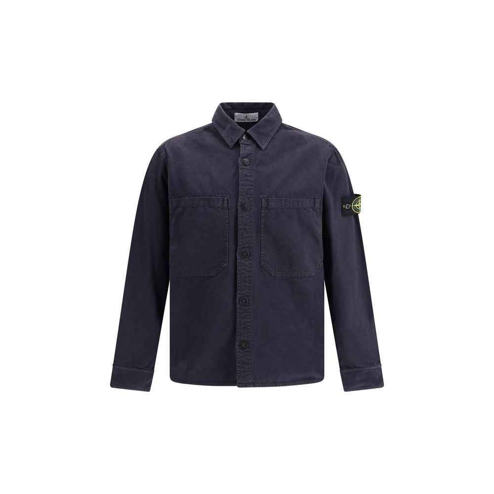 Stone Island Blue Cotton Dress Shirt