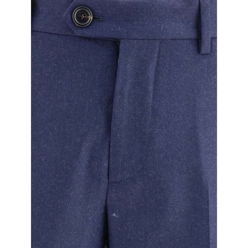 Brunello Cucinelli Blue Fleece Wool Pants