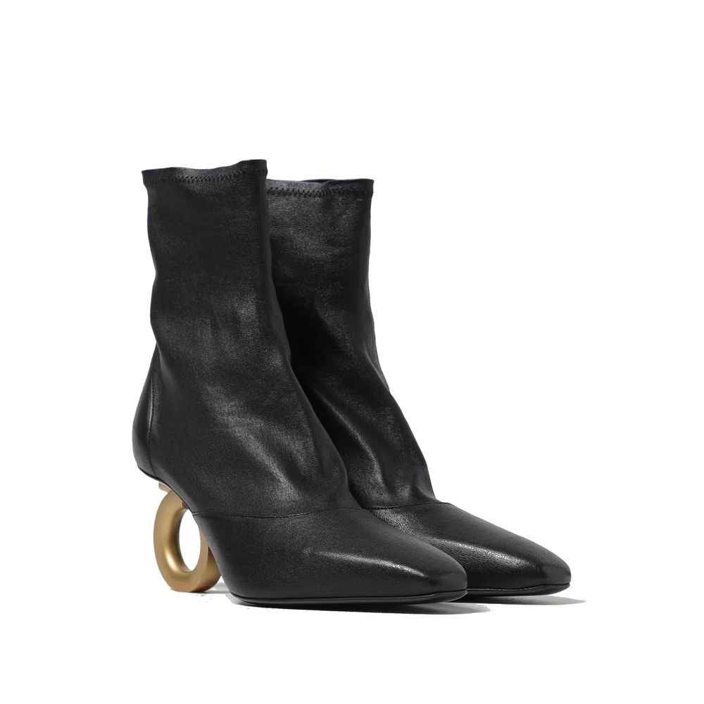 Salvatore Ferragamo Black Lamb Leather High Heel Boots