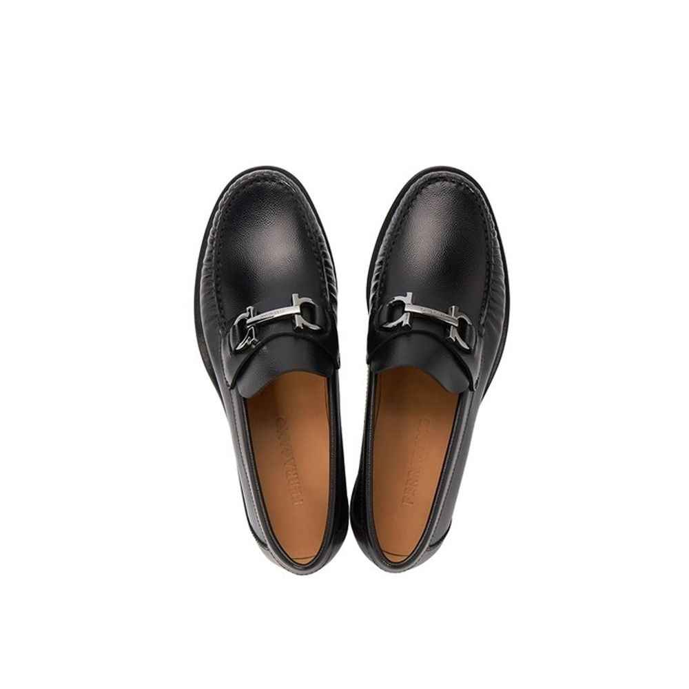 Salvatore Ferragamo Black Calfskin Slip-On Loafers