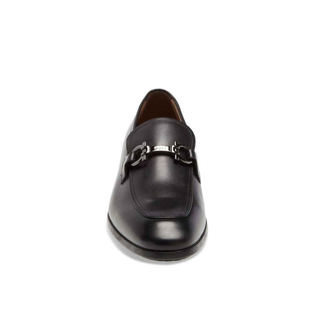 Salvatore Ferragamo Black Calfskin Slip-On Loafers