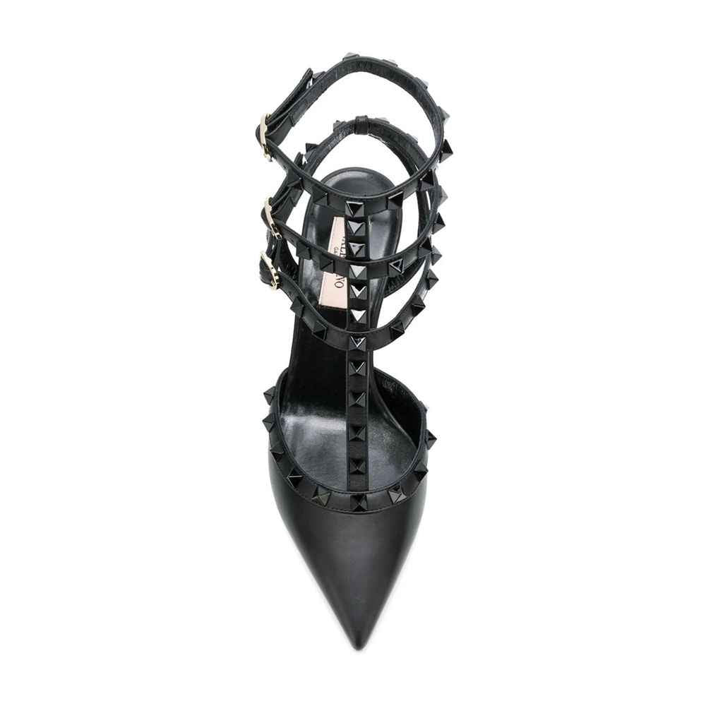 Valentino Garavani Black Calfskin Mid Heel Pumps