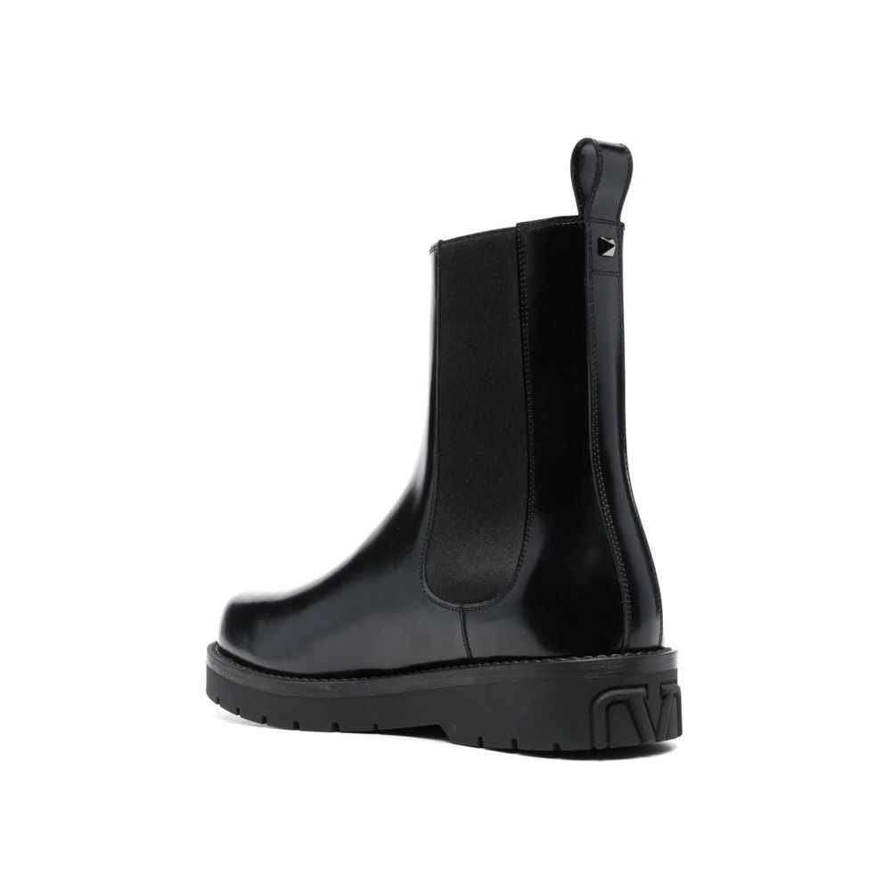 Valentino Garavani Black Leather Chelsea Boots