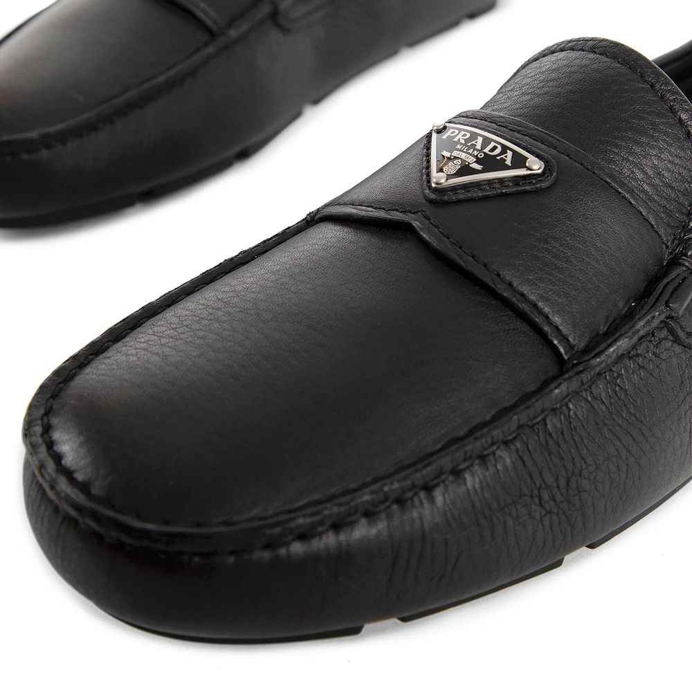 Prada Black Calfskin Slip-On Loafers