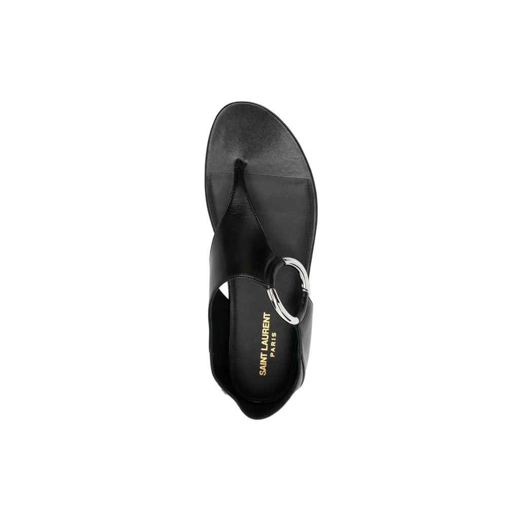 Saint Laurent Black Calfskin Strap-On Sandals