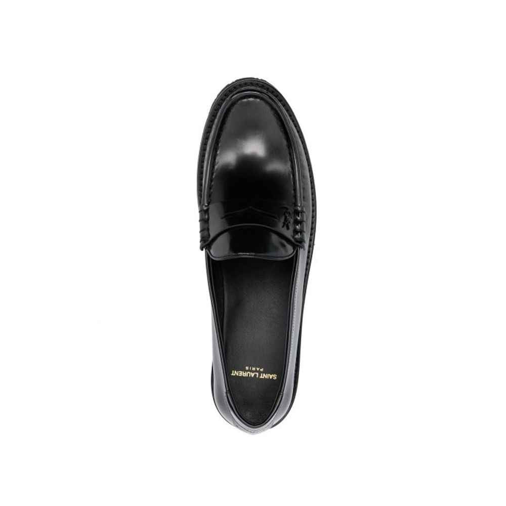 Saint Laurent Black Calfskin Slip-On Loafers