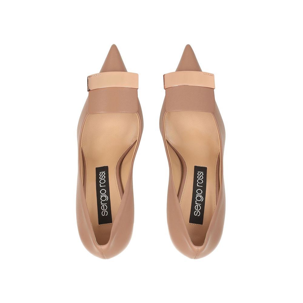 Sergio Rossi Beige Calfskin High Heel Pumps