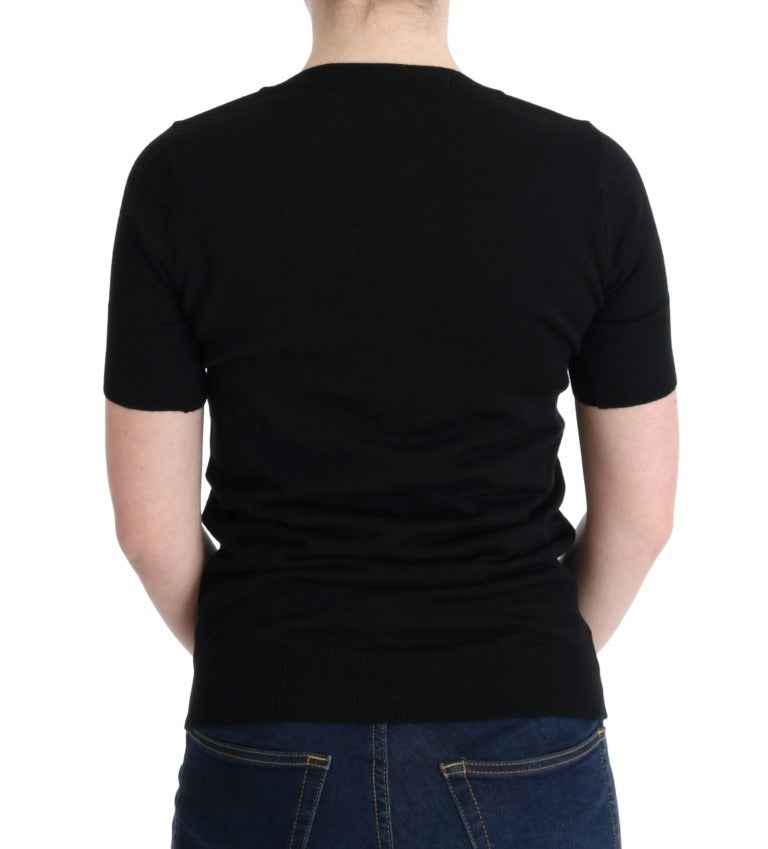MARGHI LO' Black 100% Lana Wool Blouse Women T-shirt Top