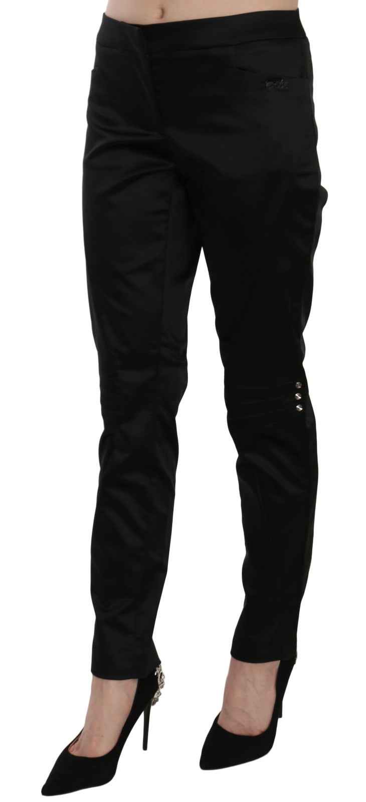 Exte Black Mid Waist Skinny Dress Formal Trousers Pants