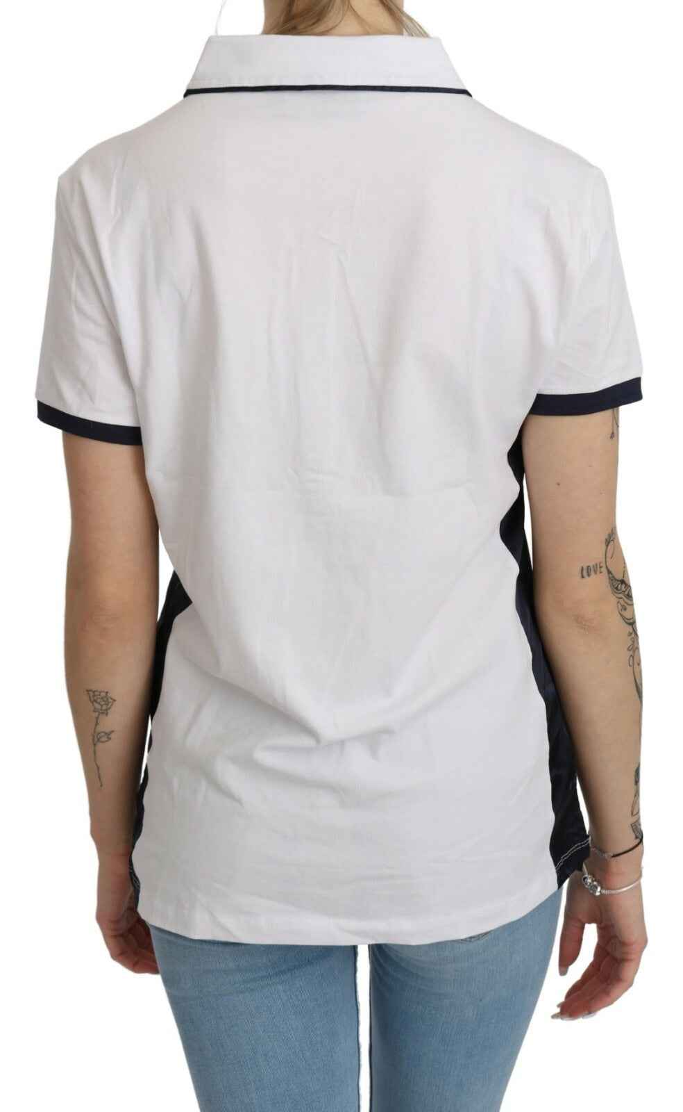 Beverly Hills Cotton White Collared Short Sleeve Top