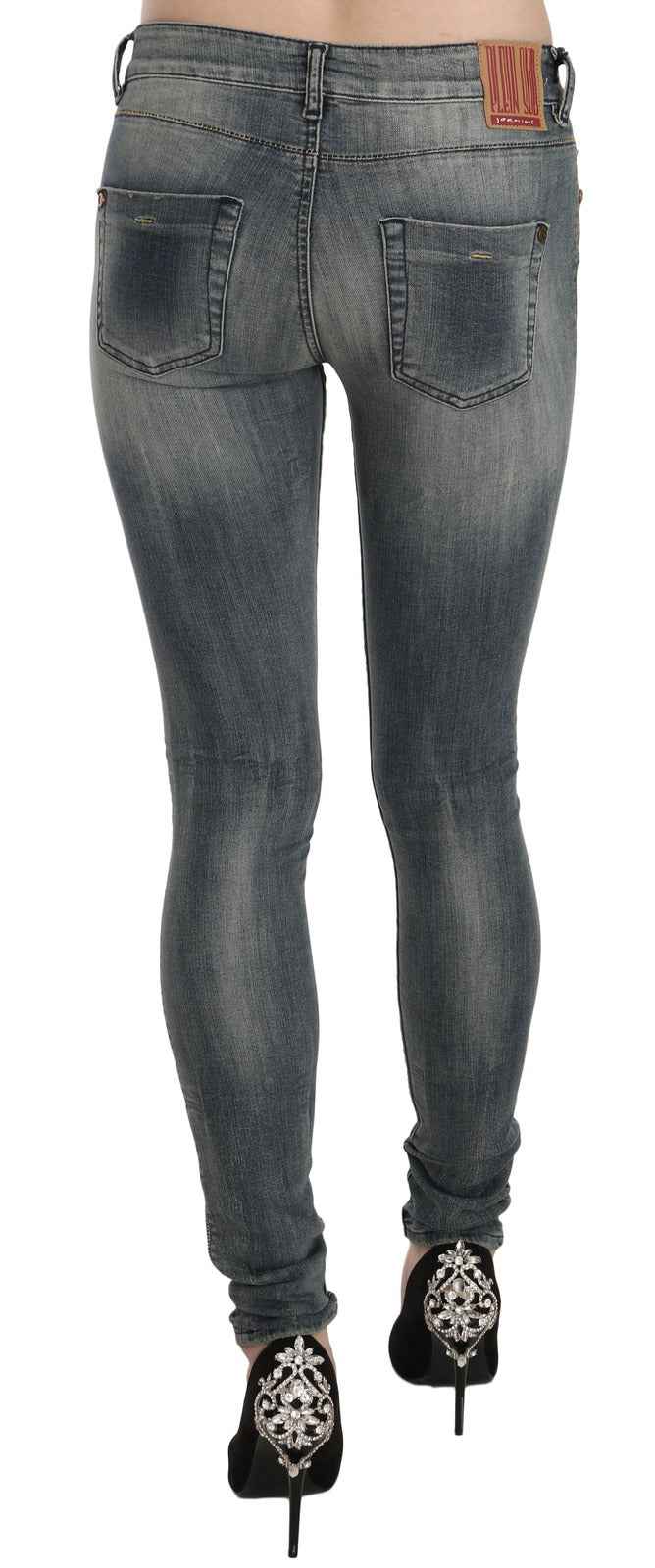 PLEIN SUD Blue Washed Low Waist Slim Fit Skinny Denim Casual Jeans