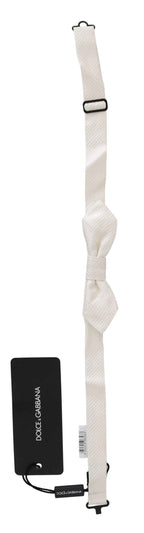 Dolce & Gabbana White 100% Silk Slim Adjustable Neck Papillon Men Tie