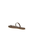 Pedro García Brown Silk Flat Sandals