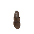 Pedro García Brown Silk Flat Sandals