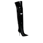 Dolce & Gabbana Black Leather Over The Knee
